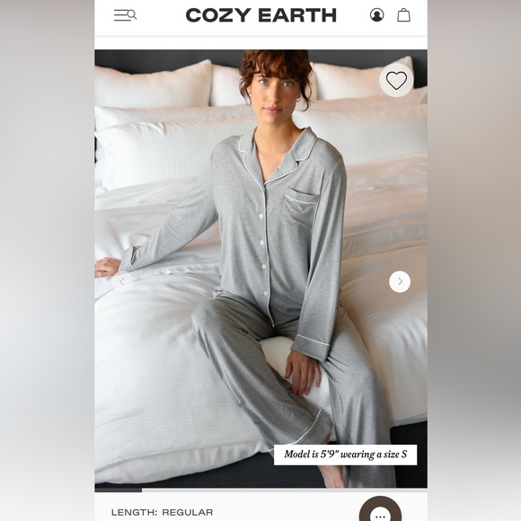 Cozy Earth Wen's Bamboo stretch knit long sleeve pajama set XL